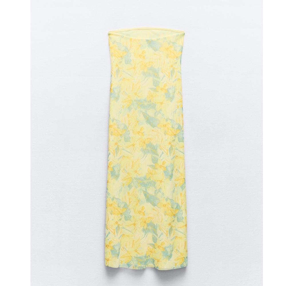 Zara STRAPLESS PRINTED TULLE DRESS - Picture 9 of 9
